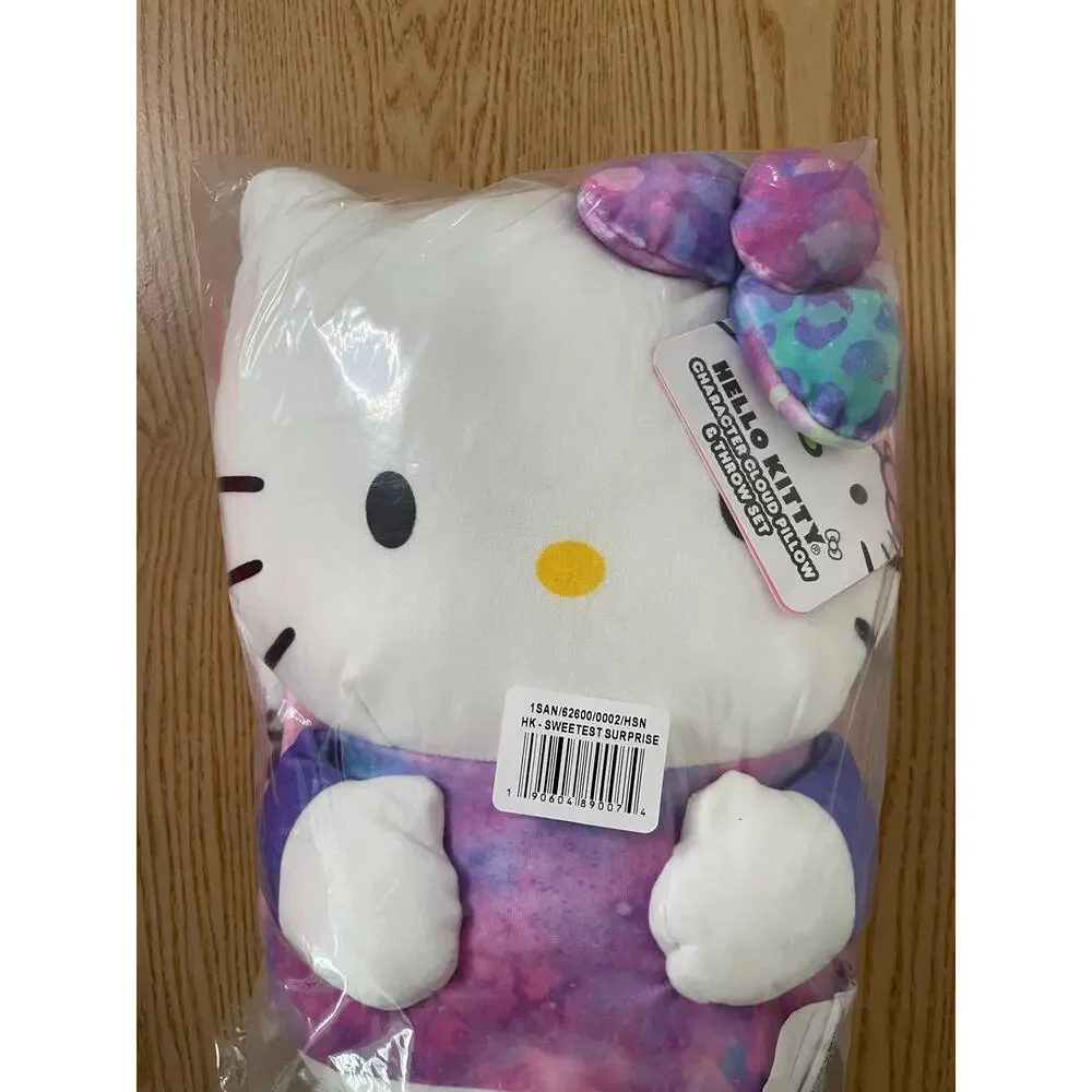 New Kids or Adults 2Pc Hello Kitty Character Cloud Pillow & Throw Set 40”x50”